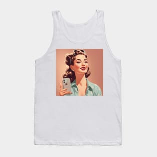 Retro Selfie Smartphone Pin Up Girl Tank Top